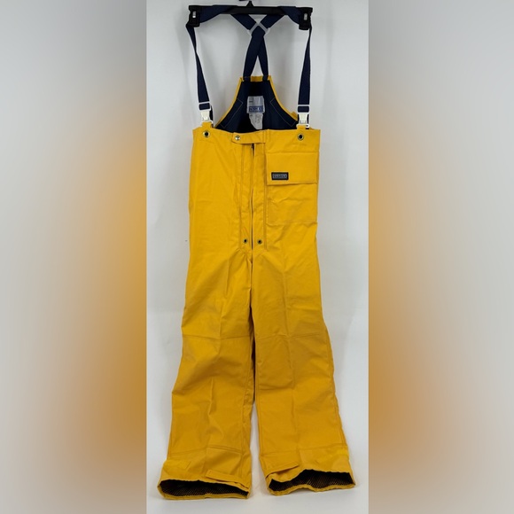 Lands End Yellow Fisherman Overalls Pants Crab Fishing Adult XXS Vtg NWOT *READ* - Picture 1 of 13